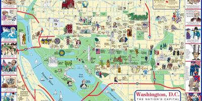 वाशिंगटन डीसी यात्रा करने के लिए स्थानों के नक्शे