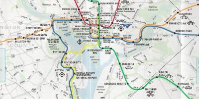 वाशिंगटन डीसी के साथ नक्शा मेट्रो बंद हो जाता है