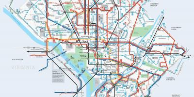 वाशिंगटन डीसी बस मार्गों के नक्शे