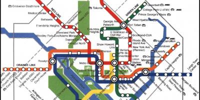 वॉशिंगटन डीसी मेट्रो ट्रेन का नक्शा