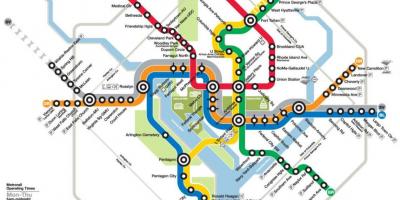 वॉशिंगटन डीसी मेट्रो रेल का नक्शा