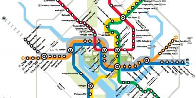 वॉशिंगटन डीसी मेट्रो लाइन का नक्शा