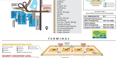 वाशिंगटन डीसी डलेस हवाई अड्डे के नक्शे