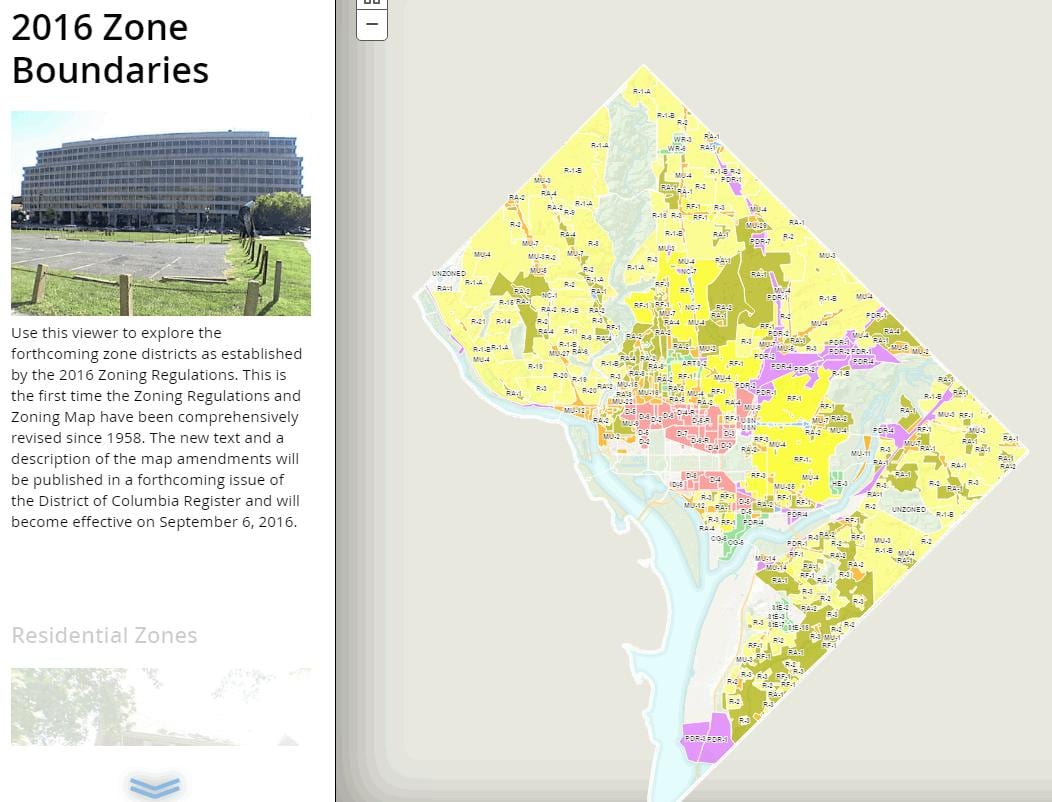 वाशिंगटन डीसी zoning नक्शा