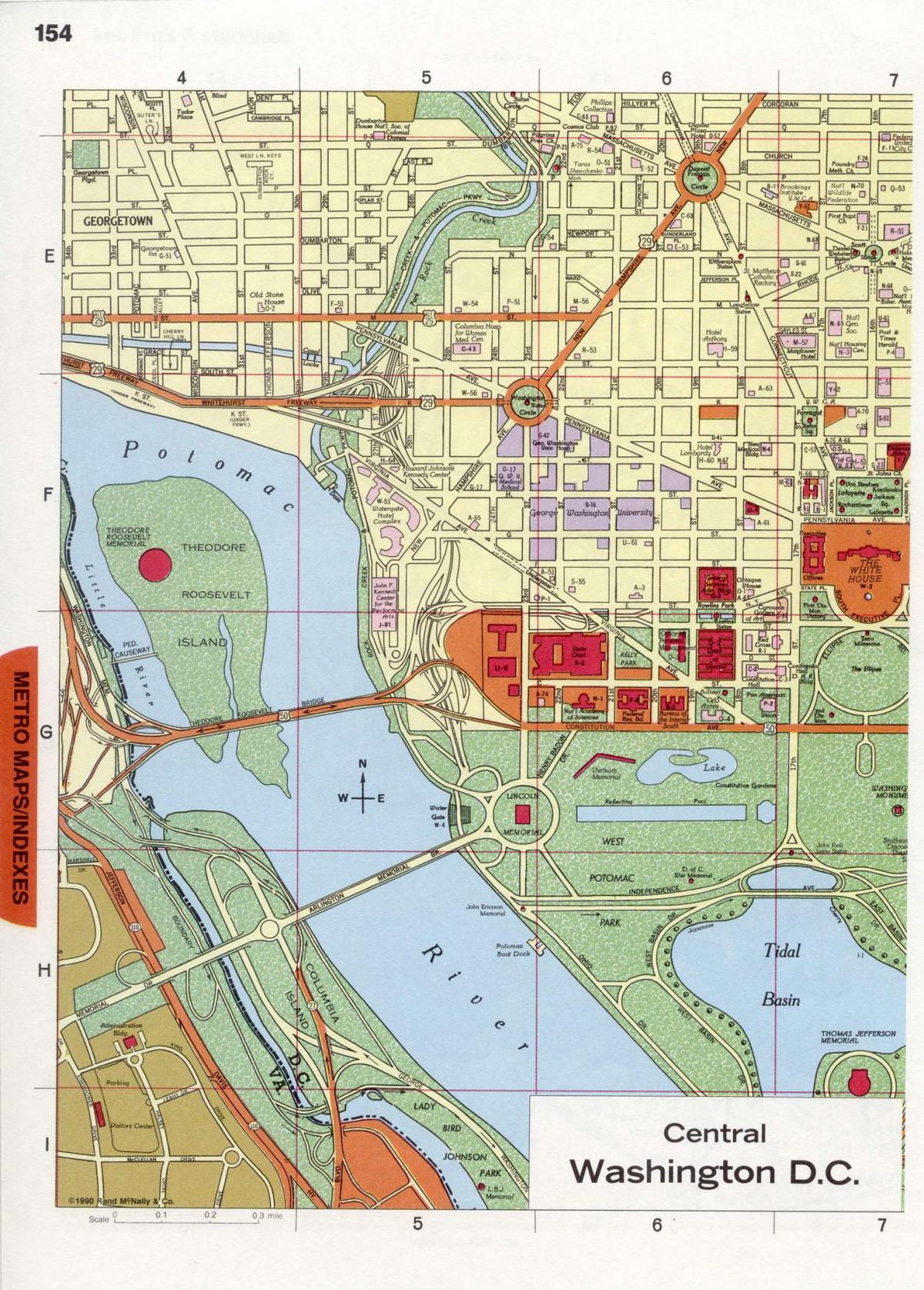 वाशिंगटन डीसी शहर के केंद्र के नक्शे