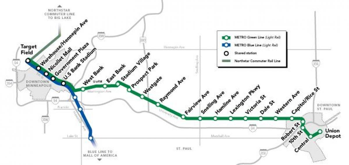 हरे रंग की लाइन डीसी मेट्रो का नक्शा