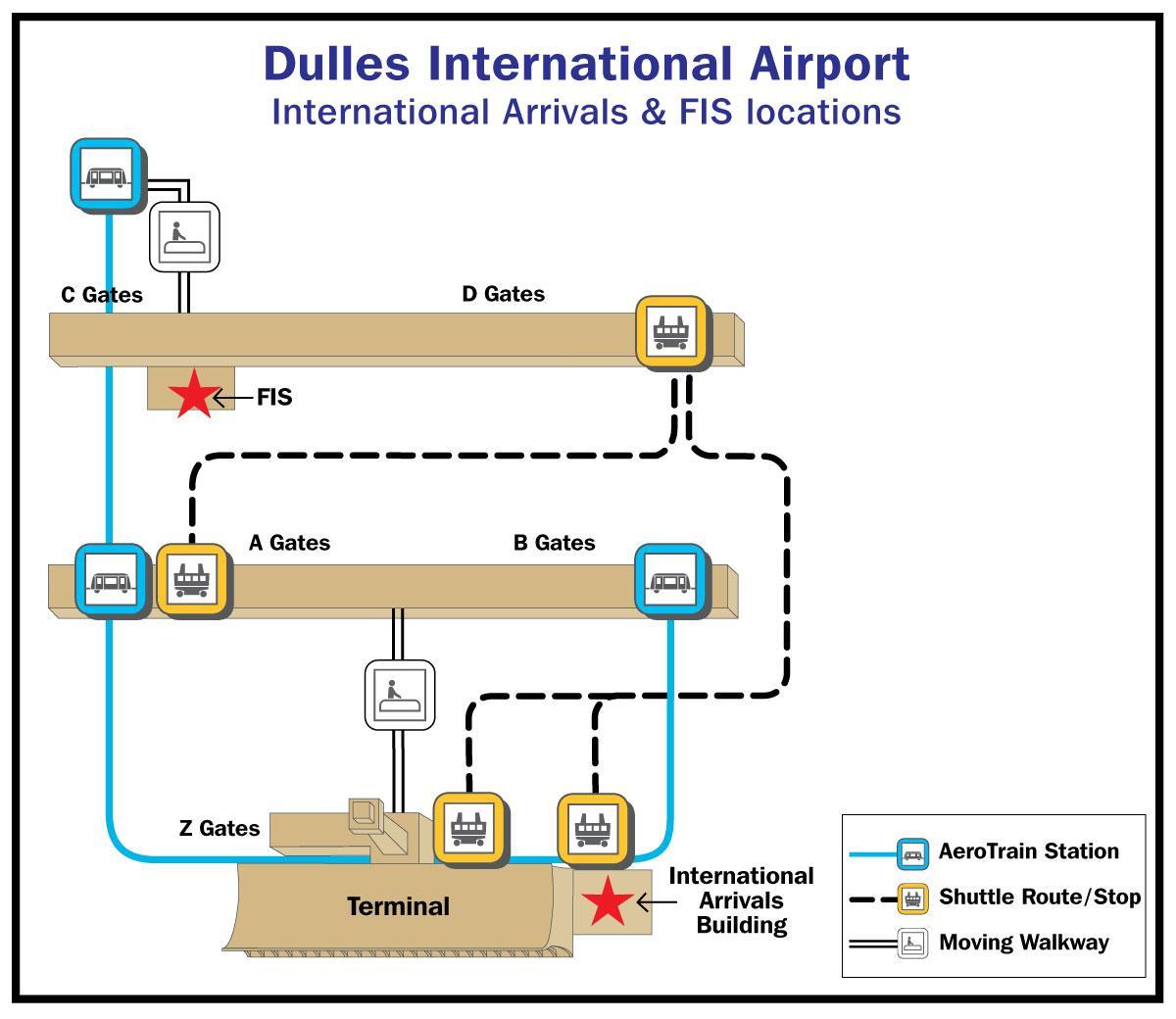 डलेस हवाई अड्डे के गेट के नक्शे