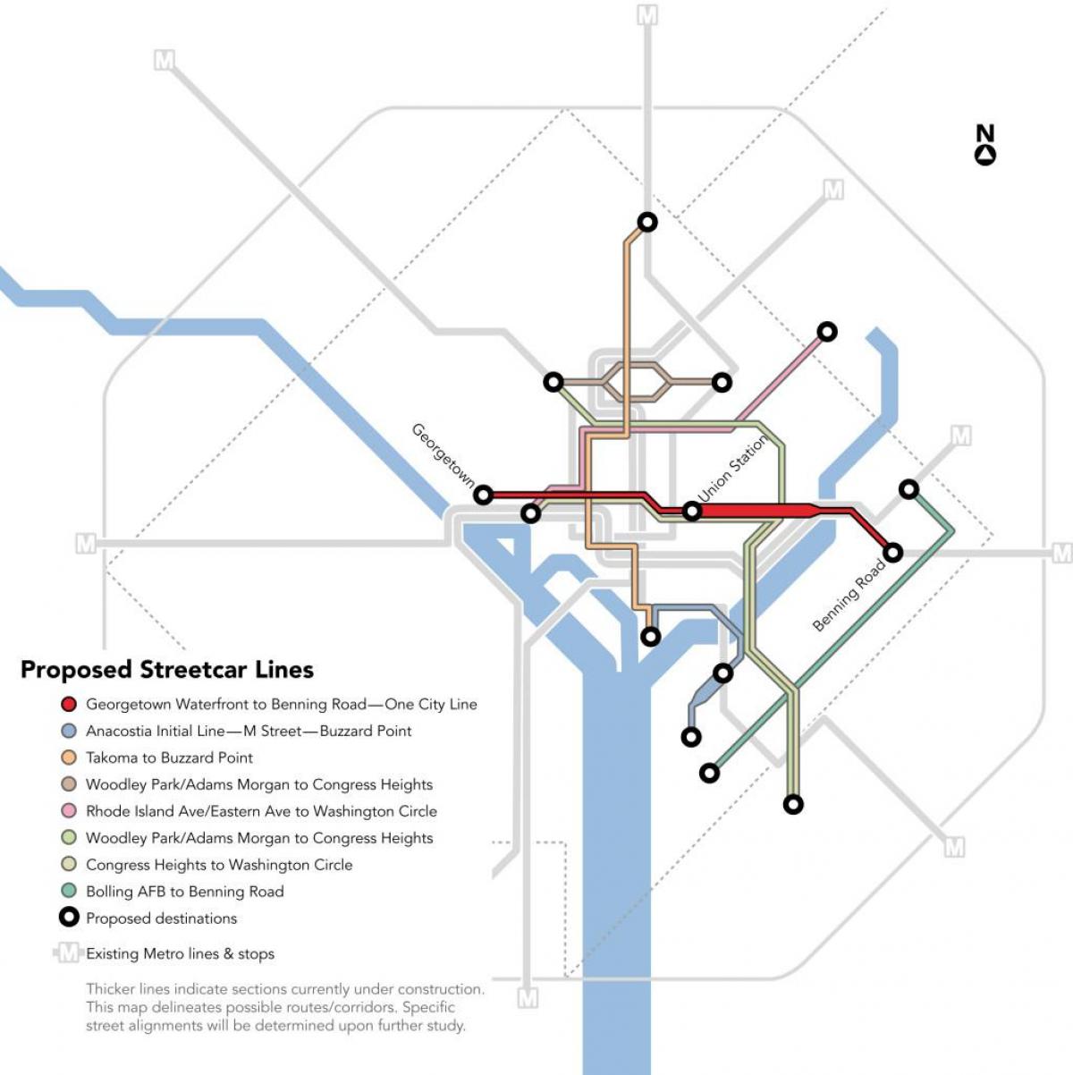 वाशिंगटन डीसी ट्राम नक्शा