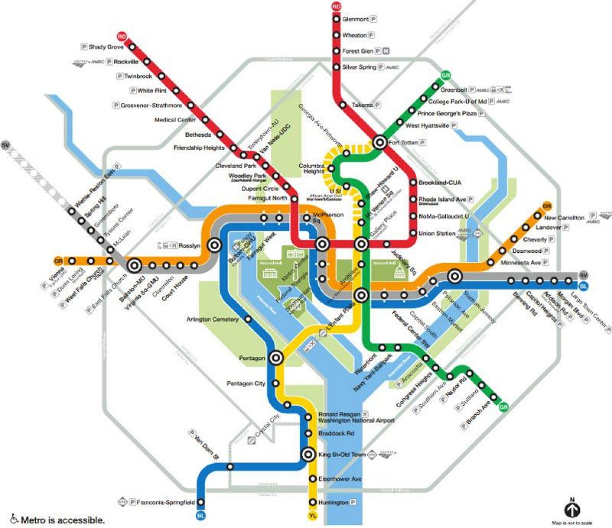 वाशिंगटन डीसी ट्रेन का नक्शा