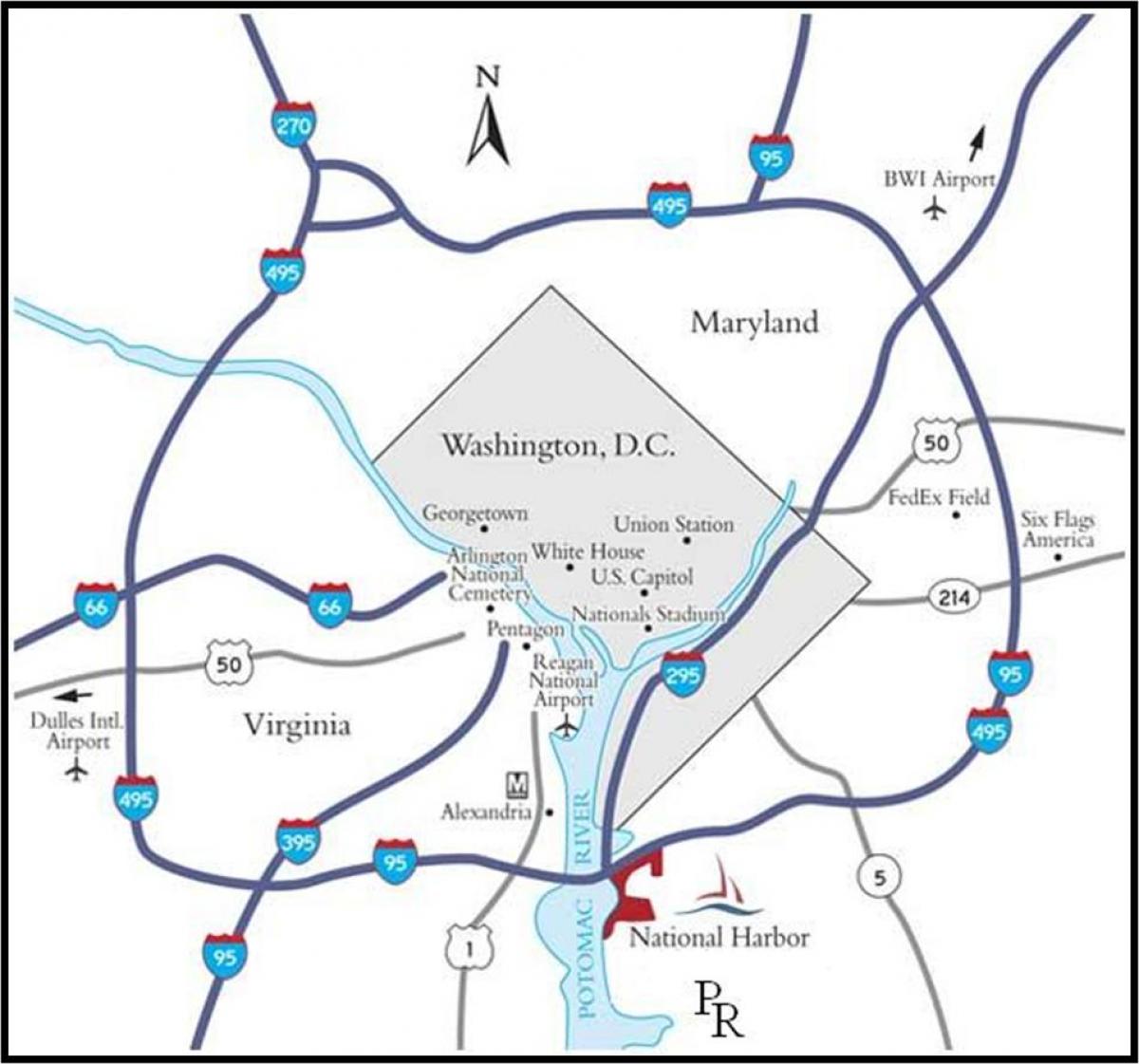 वॉशिंगटन मेट्रोपोलिटन एरिया का नक्शा