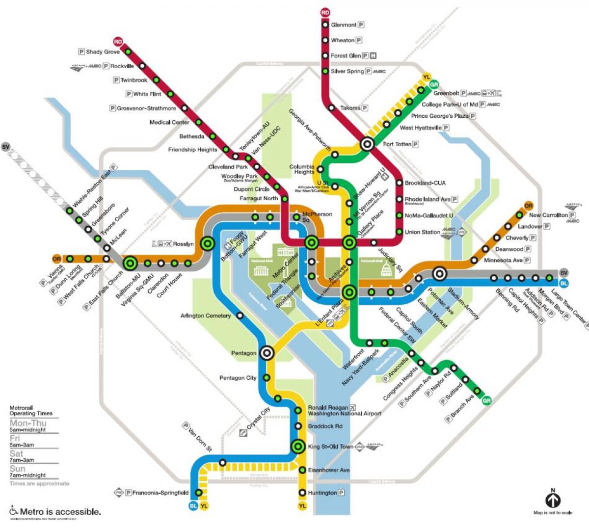 वाशिंगटन मेट्रो स्टेशन का नक्शा