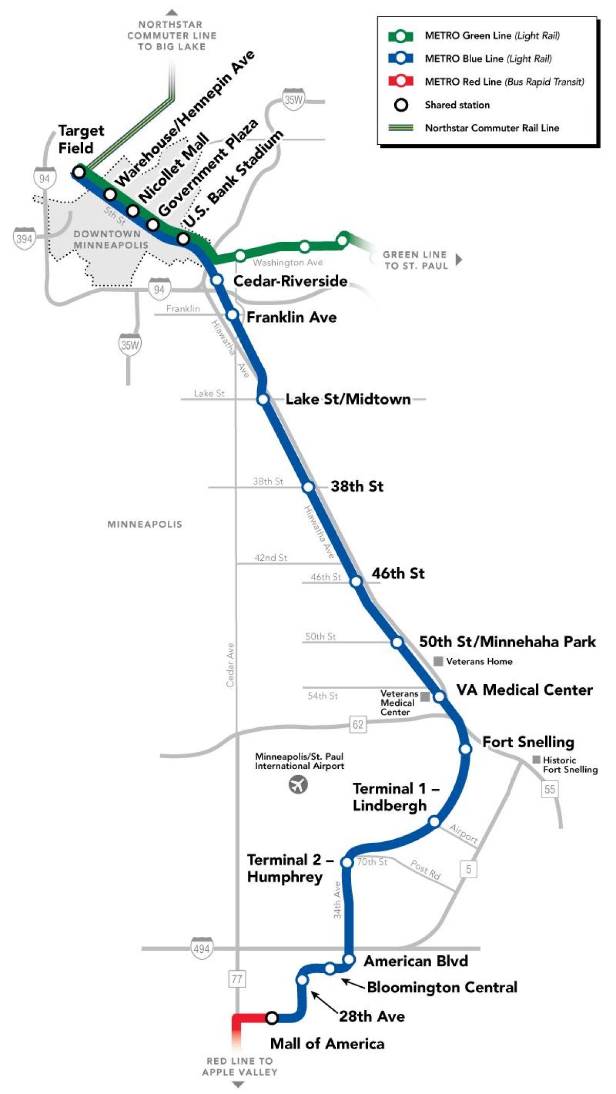 वाशिंगटन मेट्रो ब्लू लाइन मानचित्र