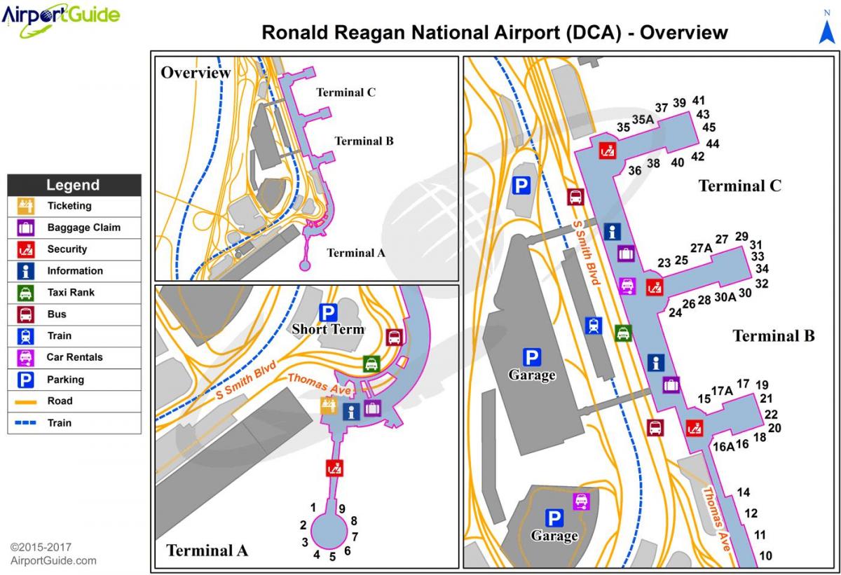वाशिंगटन नेशनल हवाई अड्डे का नक्शा