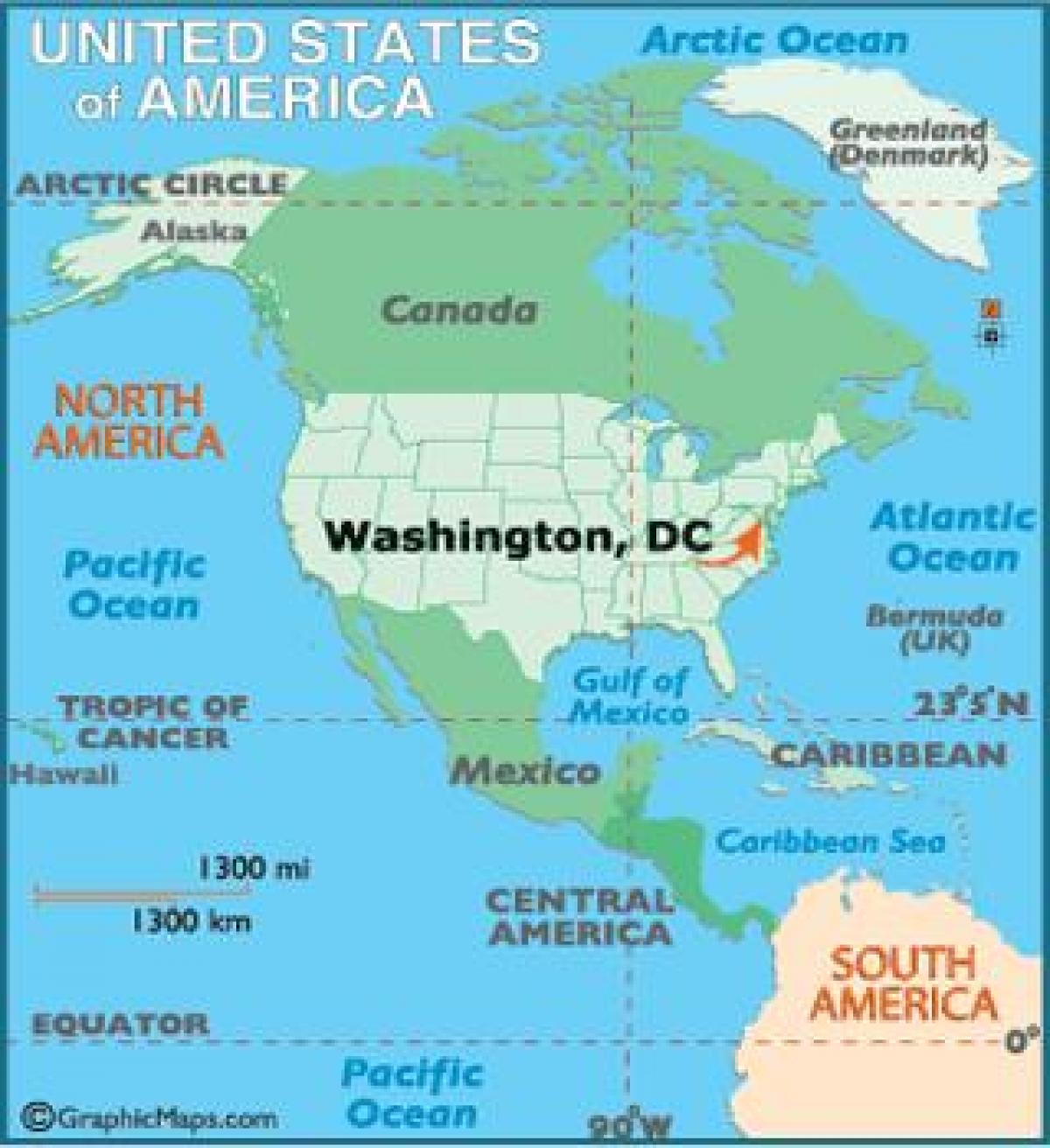 वाशिंगटन दुनिया के नक्शे पर