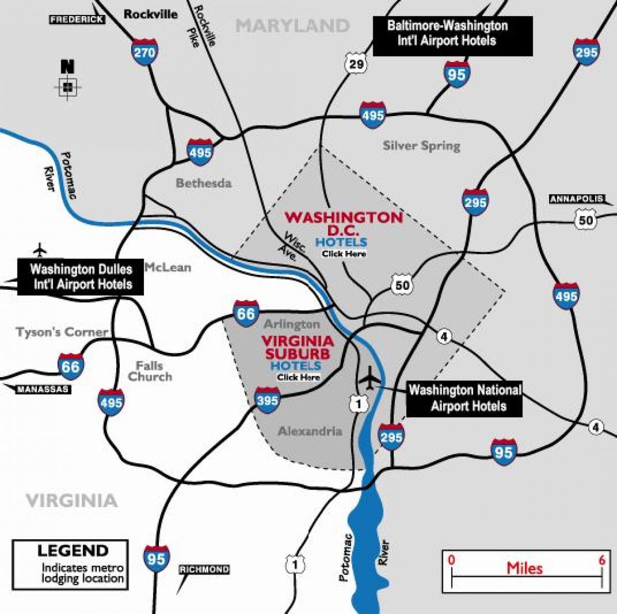 वाशिंगटन डीसी क्षेत्र में हवाई अड्डों के नक्शे