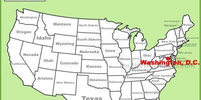 वाशिंगटन डीसी स्थित है, संयुक्त राज्य अमेरिका नक्शा